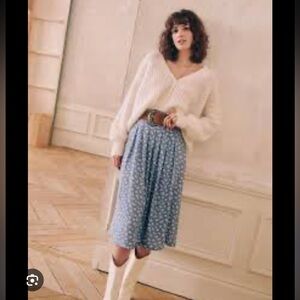 Blue Floral Midi Skirt - Women